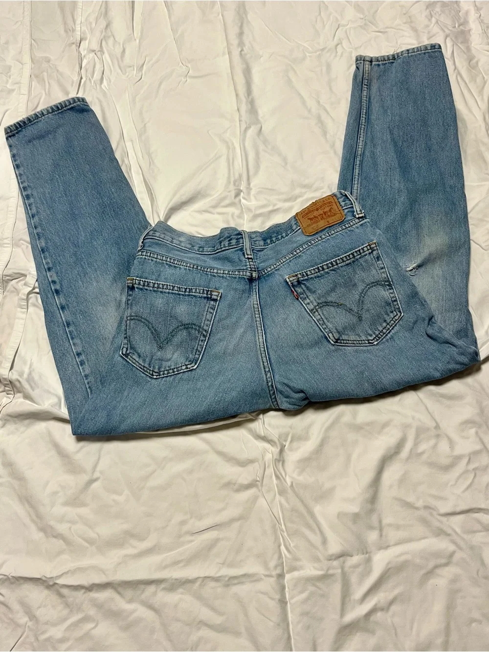 Levis 550 Relaxed Fit Distressed Light Wash Jeans Tapered Denim 90s 34x32 Mens